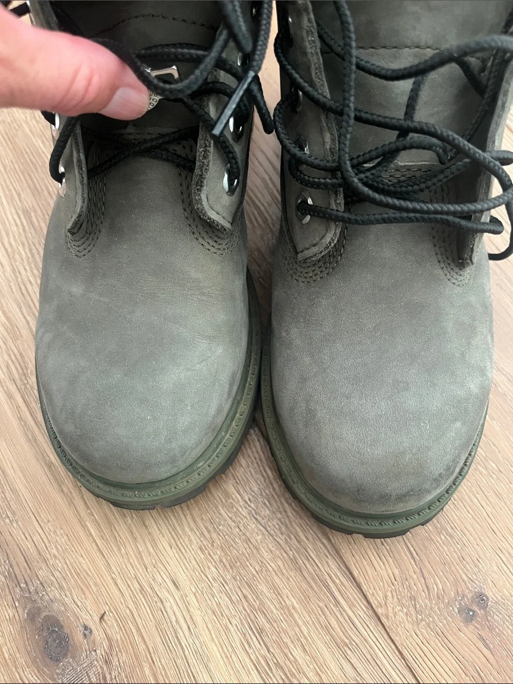 Size 1 boys gray Timberlands